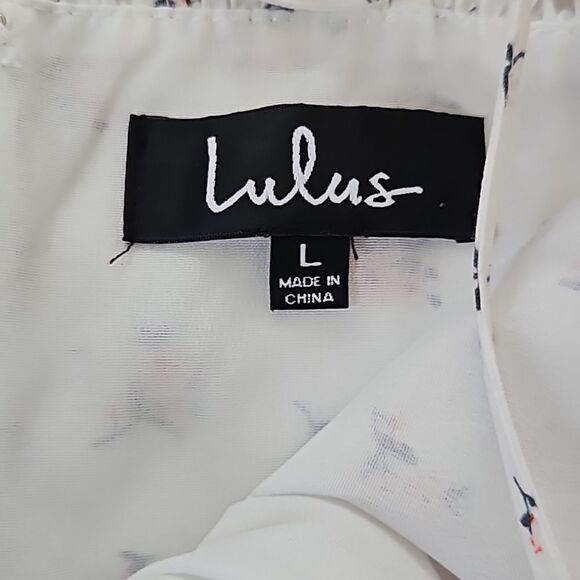 Lulus Be a Wildflower White Floral Print Tie-Strap Mini Dress Size Large - Picture 7 of 9